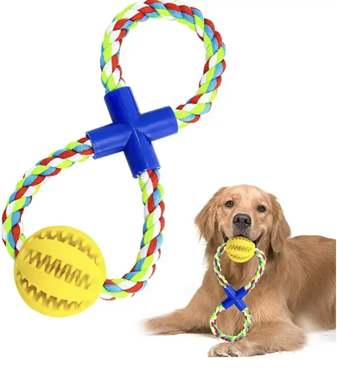 Juguetes mordedores de cuerda con pelota para tu mascota